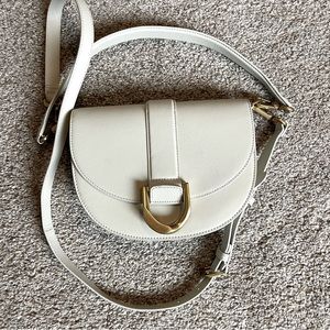 Charles & Keith Cream Crossbody Bag with Gold Accent